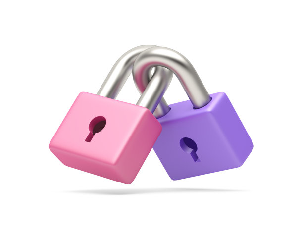 两个锁着的挂锁隔离在白色背景上图片下载