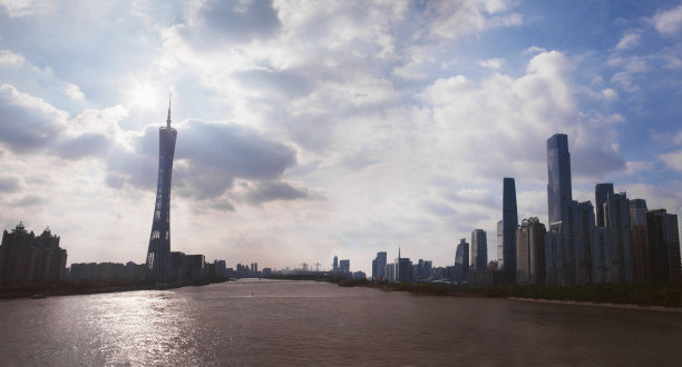 下午的看法，广州珠江新城中心商业区的天河区，中国图片下载