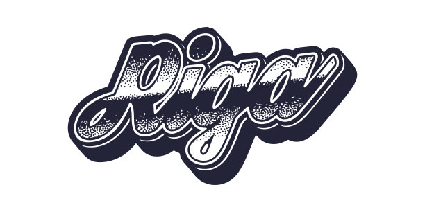 里加城市名称以复古立体图形风格命名图片下载