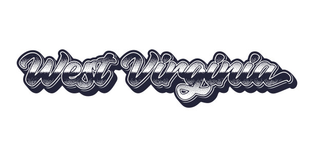 西弗吉尼亚州名以复古的三维图形风格命名图片下载