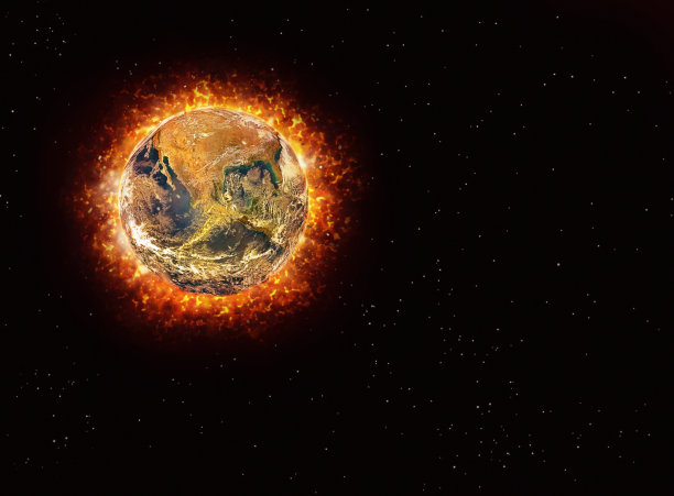 燃烧的地球：全球变暖或战争的卫星视图图片下载