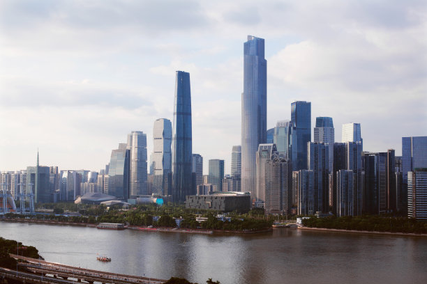 下午的看法，广州珠江新城中心商业区的天河区，中国图片下载