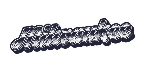 密尔沃基城市名称采用复古立体图形风格图片下载