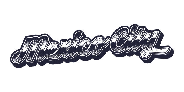 墨西哥城名称采用复古三维图形风格图片下载