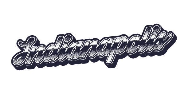 印第安纳波利斯城市名称在复古三维图形风格图片下载