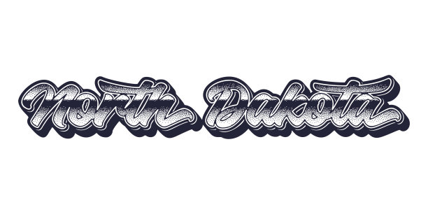 北达科他州名称在复古三维图形风格图片下载