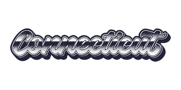 康涅狄格州名称以复古的三维图形风格图片下载