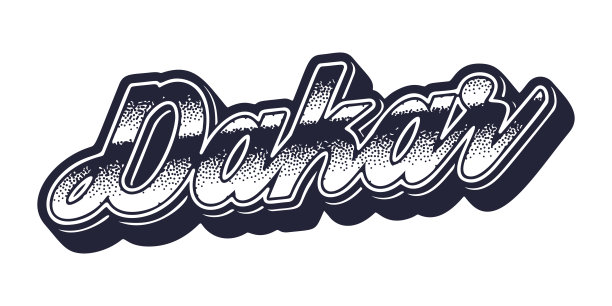 达喀尔城名称采用复古立体图形风格图片下载