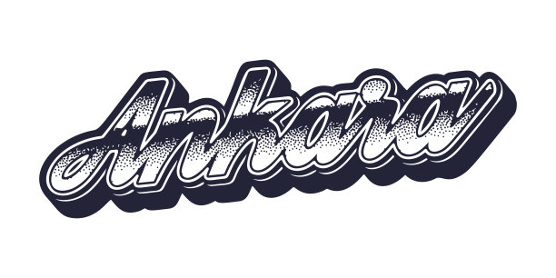 安卡拉城市名称采用复古立体图形风格图片下载