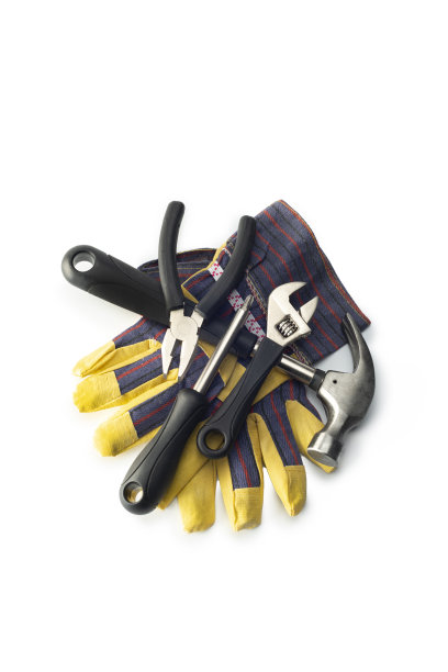 DIY:白色的工具和工作手套图片下载