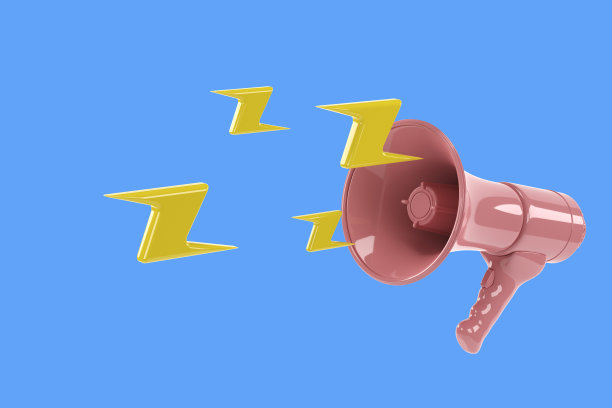 逼真的3d扩音器，带有闪电的扬声器。三维渲染图片下载