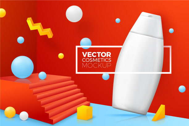 抽象的角落场景与洗发水瓶图片下载