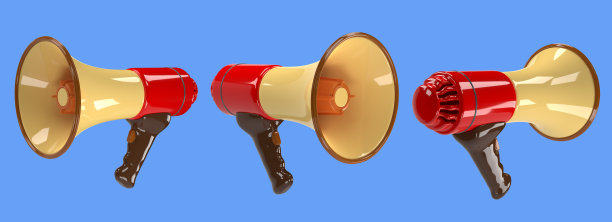 逼真的3d扩音器，带有闪电的扬声器。三维渲染图片下载