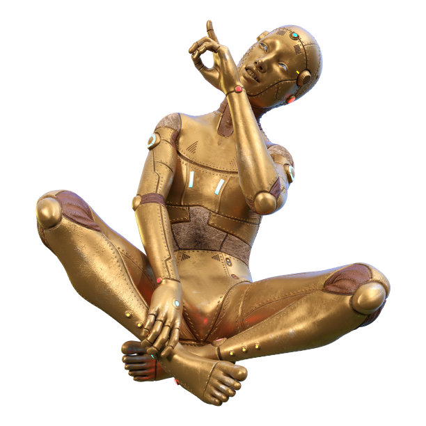 3D渲染白色男性机器人图片下载