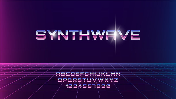 Synthwave chrome字体80年代科幻复古风格黑暗图片下载