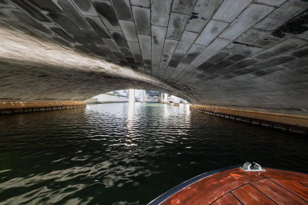 从河上看到的城市景色环绕着城市图片下载