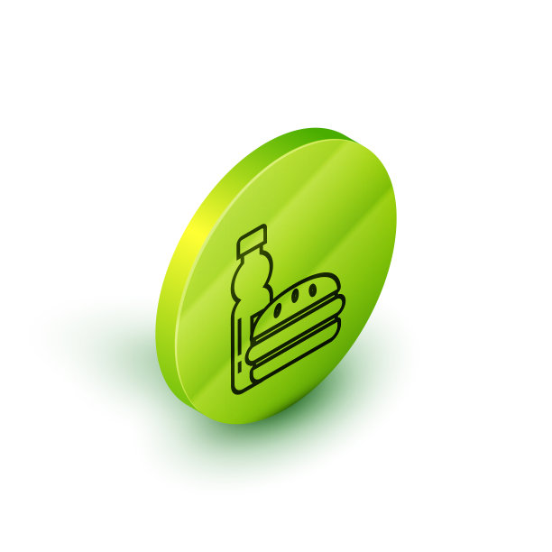 等距线瓶水和汉堡图标图片下载