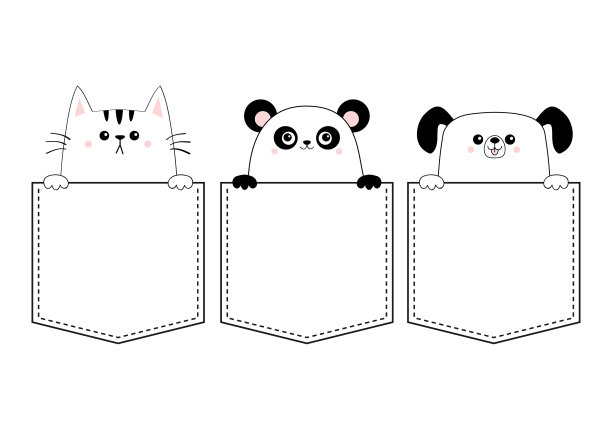 狗猫熊猫熊设置在口袋里握着爪子图片下载