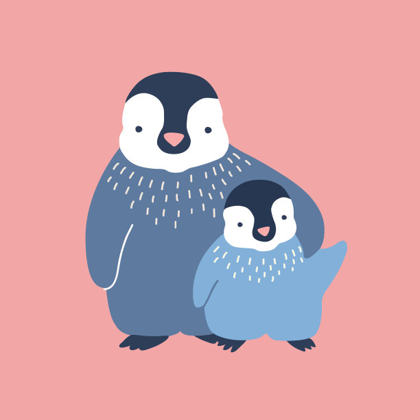 企鹅抱着它孤立的宝宝或雏鸟图片下载