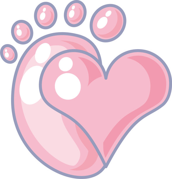 可爱宝宝的足迹与心图片下载