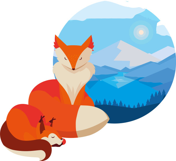 狐狸哺乳动物快乐秋季平设计图片下载