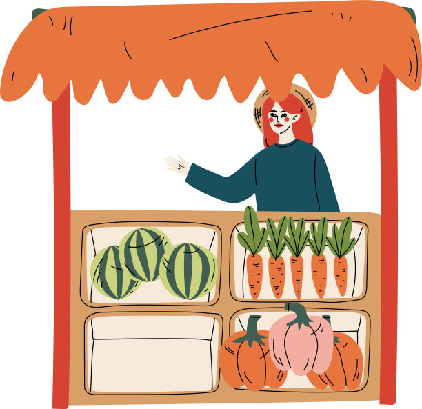 向农民出售新鲜蔬菜的年轻女子图片下载