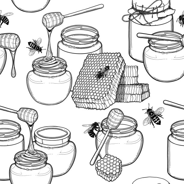 图案蜂蜜包围蜂巢图片下载