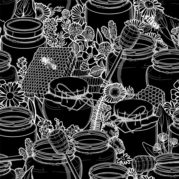 图案蜂蜜和花卉装饰图片下载