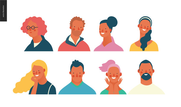 明亮的人物肖像设置-青年男女图片下载