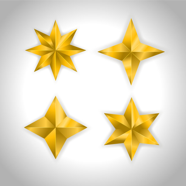 星形逼真的金属金色孤立的黄色3d图片下载