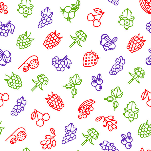 浆果标志细线无缝图案图片下载