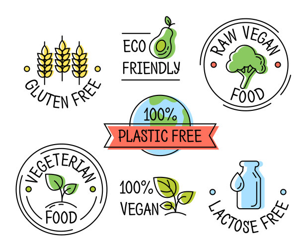 Set line eco logo ICONS面筋塑料图片下载