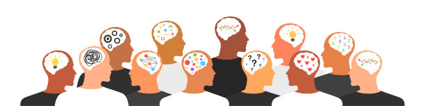 不同的思维。精神活动。思想的对比。矢量图图片下载