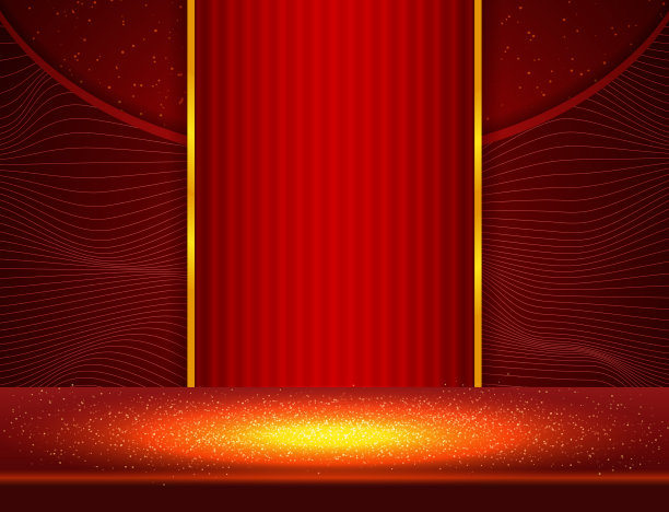 矢量插图红色图案波浪背景与闪光舞台闪光地板图片下载