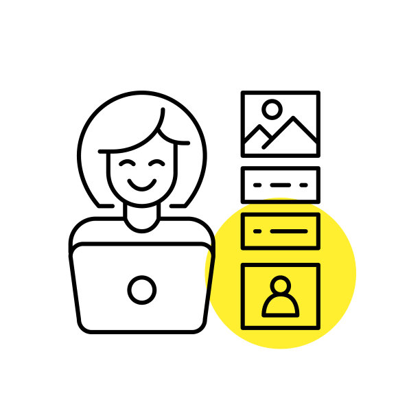 在笔记本电脑上工作的女人。创建媒体内容的SMM内容管理器或博客。像素完美，可编辑的笔画图标图片下载