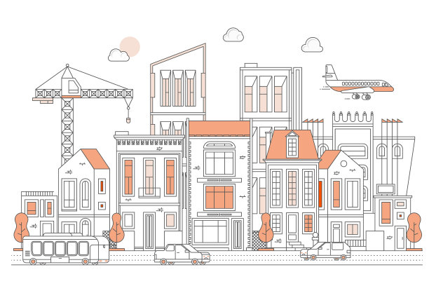 有汽车的城市景观街道图片下载