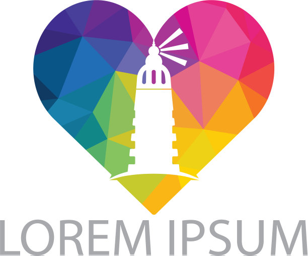 灯塔及心形标志设计图片下载