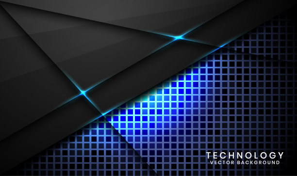 3D黑色技术抽象背景重叠层上的暗空间与蓝色光线效果装饰。平面设计元素未来的风格概念横幅，传单，卡片，封面，或着陆页图片下载
