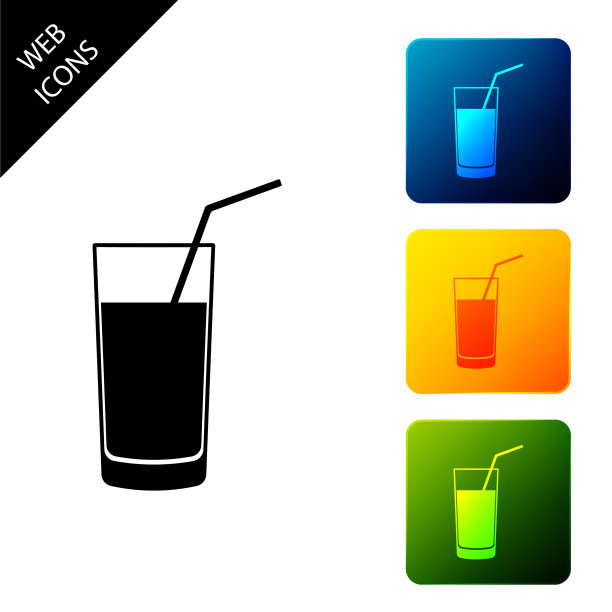 软饮料图标孤立集图标彩色图片下载