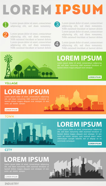 城市天际线彩色设置城区横幅图片下载