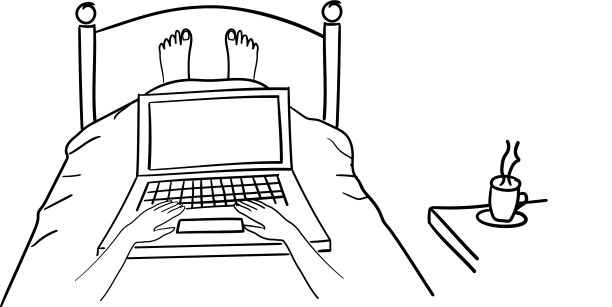 躺在床上拿着笔记本电脑的男人图片下载