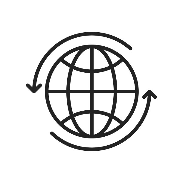 全球和地球行星网络图标在线条风格图片下载