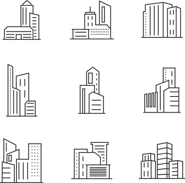 集现代城市天际线标志设计模板图片下载