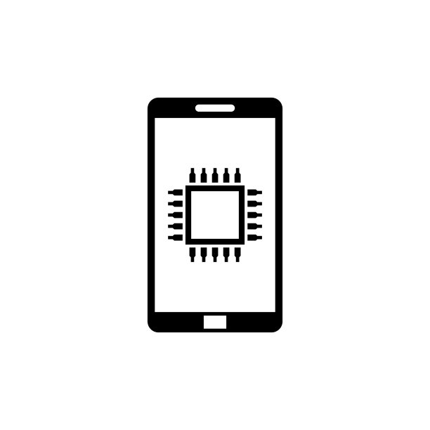 触摸屏智能手机和CPU芯片平面图标图片下载