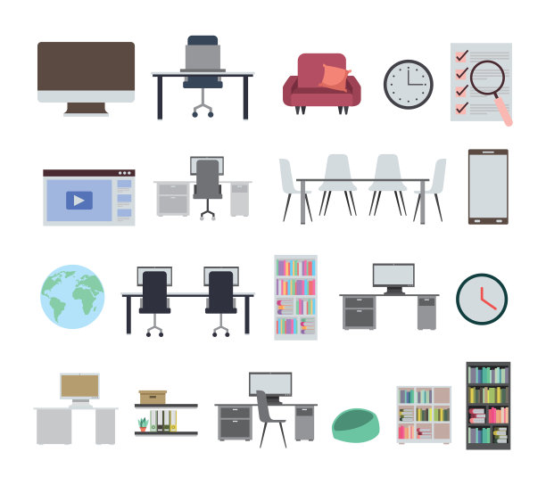 捆绑办公设备图标图片下载