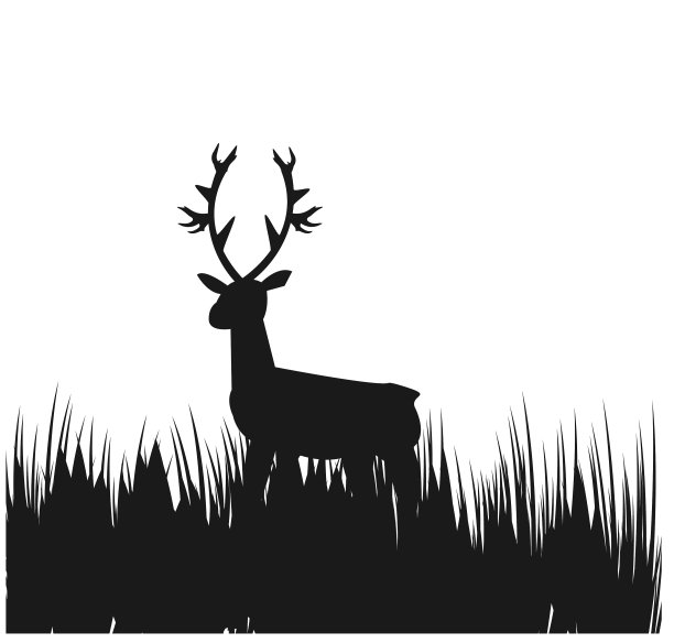 简单的图片鹿在草地上的标志和图片下载
