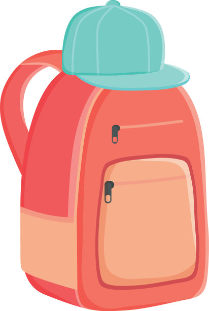 带有运动帽图标的书包图片下载