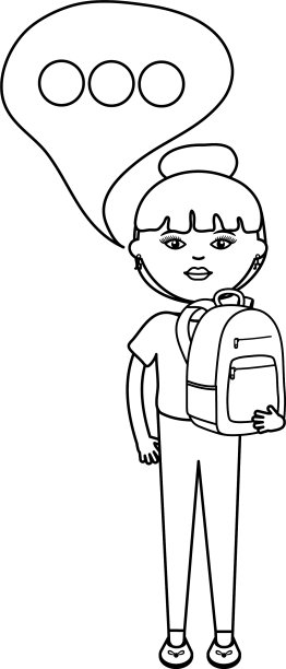 带着书包和语音泡泡的可爱女人图片下载