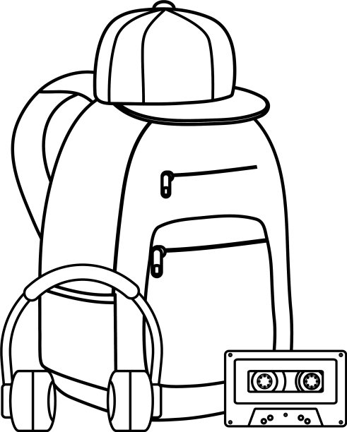 带运动帽和磁带的书包图片下载