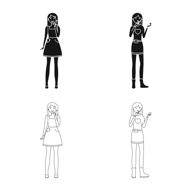 设计姿态和情绪标志集图片下载